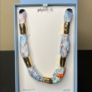 Piper K | 21” Magnetic Closure Pastel Spring Color Scarf Necklace